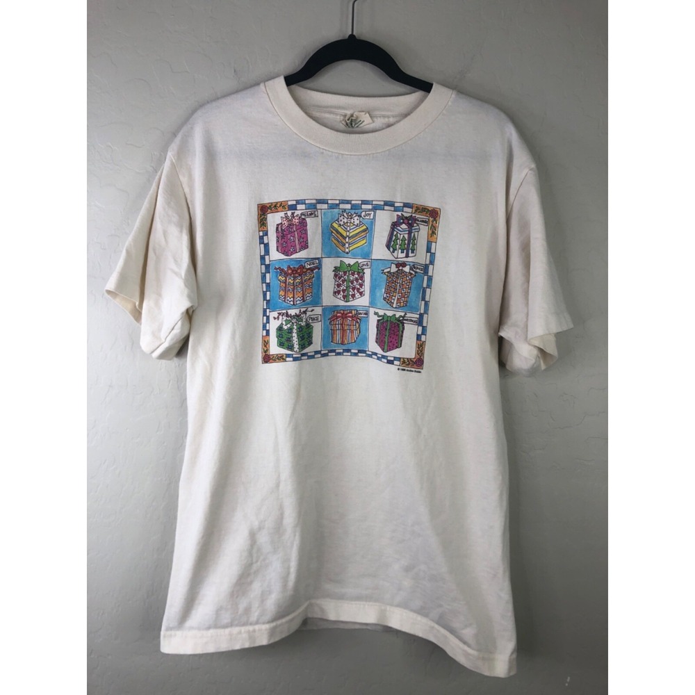 VTG 1996 PLANT THE EARTH Adult L‎ Christmas Holiday Shirt Single Stitch USA Made